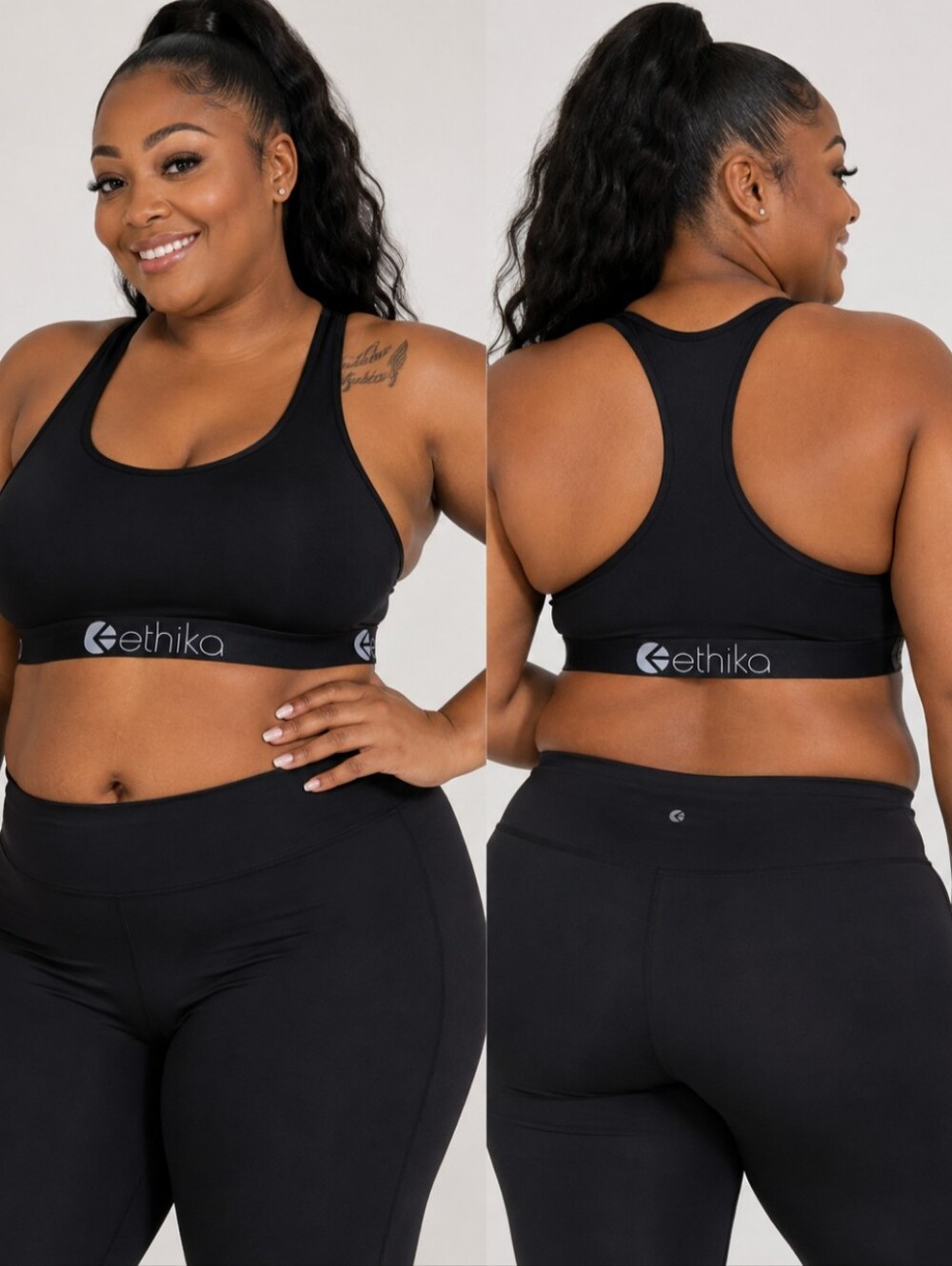 🔥ethika Black Racerback Logo Sports Bra, Size 4X